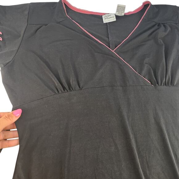 Vintage Giorgio Fiorlini Dress Womens XL Black Pink Twee Coquette Fit Flare Lace - Picture 5 of 13